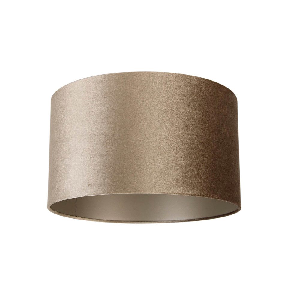 Qazqa Lampenschirm Cilinder velours, QAZQA Lampenschirm, Taupe, Velours, classic-antique