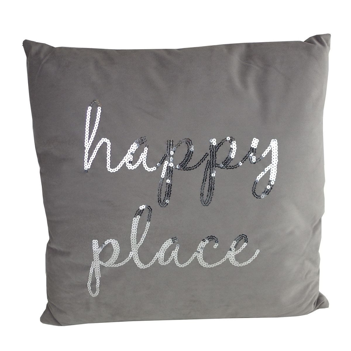 Casablanca Dekokissen Kissen HAPPY PLACE Fleece in Braun Deko- und Sofakissen ca. 45 x 45 cm, mit Reißverschluss