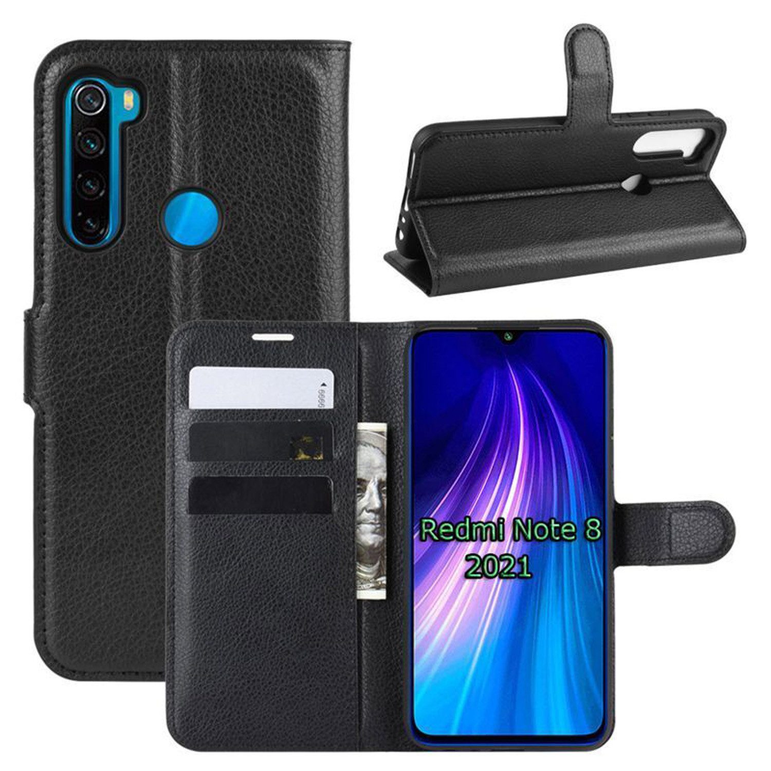 betterfon Handyhülle Handytasche für Xiaomi Klapphülle Flip Case Schwarz, 3 Kartenfächer, Magnetverschluss & Standfunktion im Lederlook