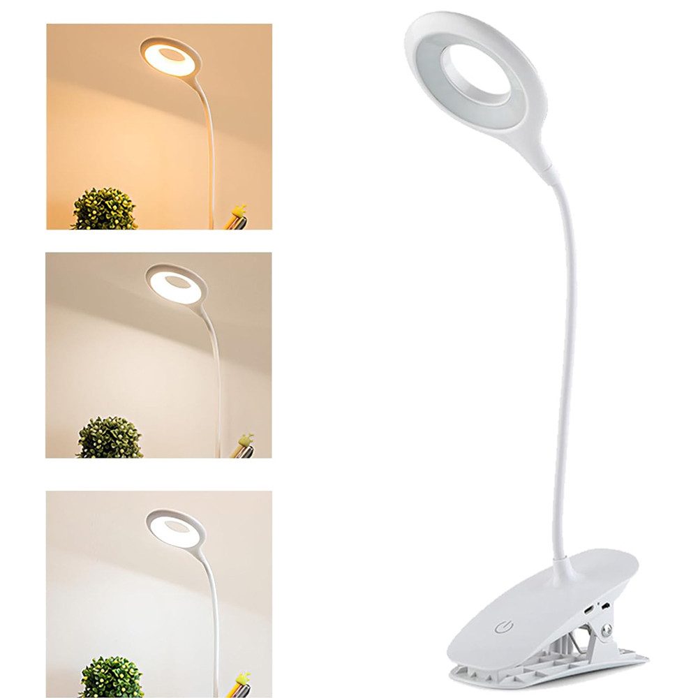 TUWENA LED Leselampe LED Klemmleuchten, Augenschone Touch Schreibtisch Klemmlampe Leselicht, Schwanenhals Leselampe,3 Helligkeitsstufen für Büro Heim Arbeitszimmer