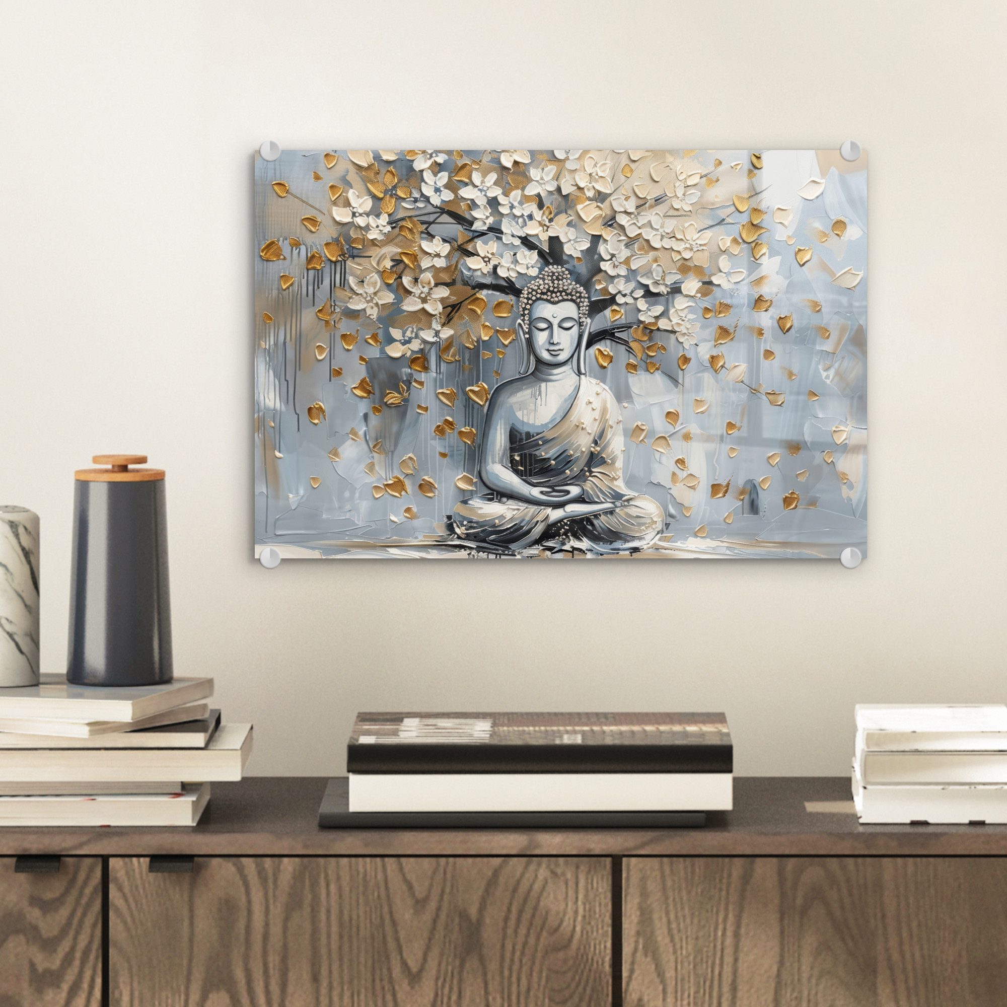 MuchoWow Acrylglasbild Buddha - Blumen - günstig online kaufen