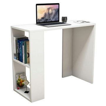 en.casa Schreibtisch, »Aars« Computertisch mit 2 Ablagen 75 x 90 x 40 cm Weiß