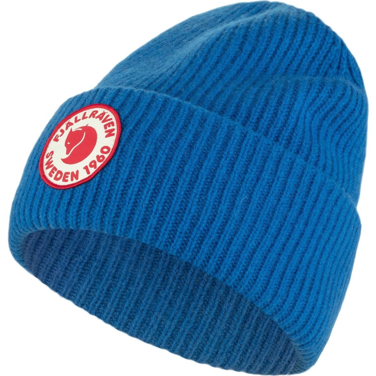 Fjällräven Beanie 1960 Logo Hat Warme, feuchtigkeitstransportierende Rippenstrickmütze aus Lammwolle
