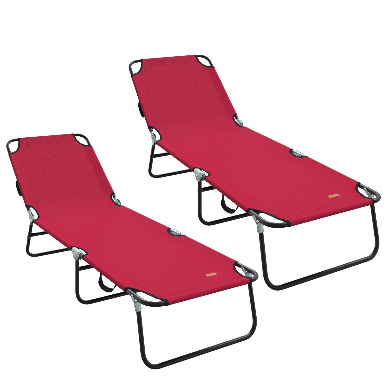 Gartenliege Klappliegen 2 Stk. Tragbar Rot 600D Oxford-Gewebe