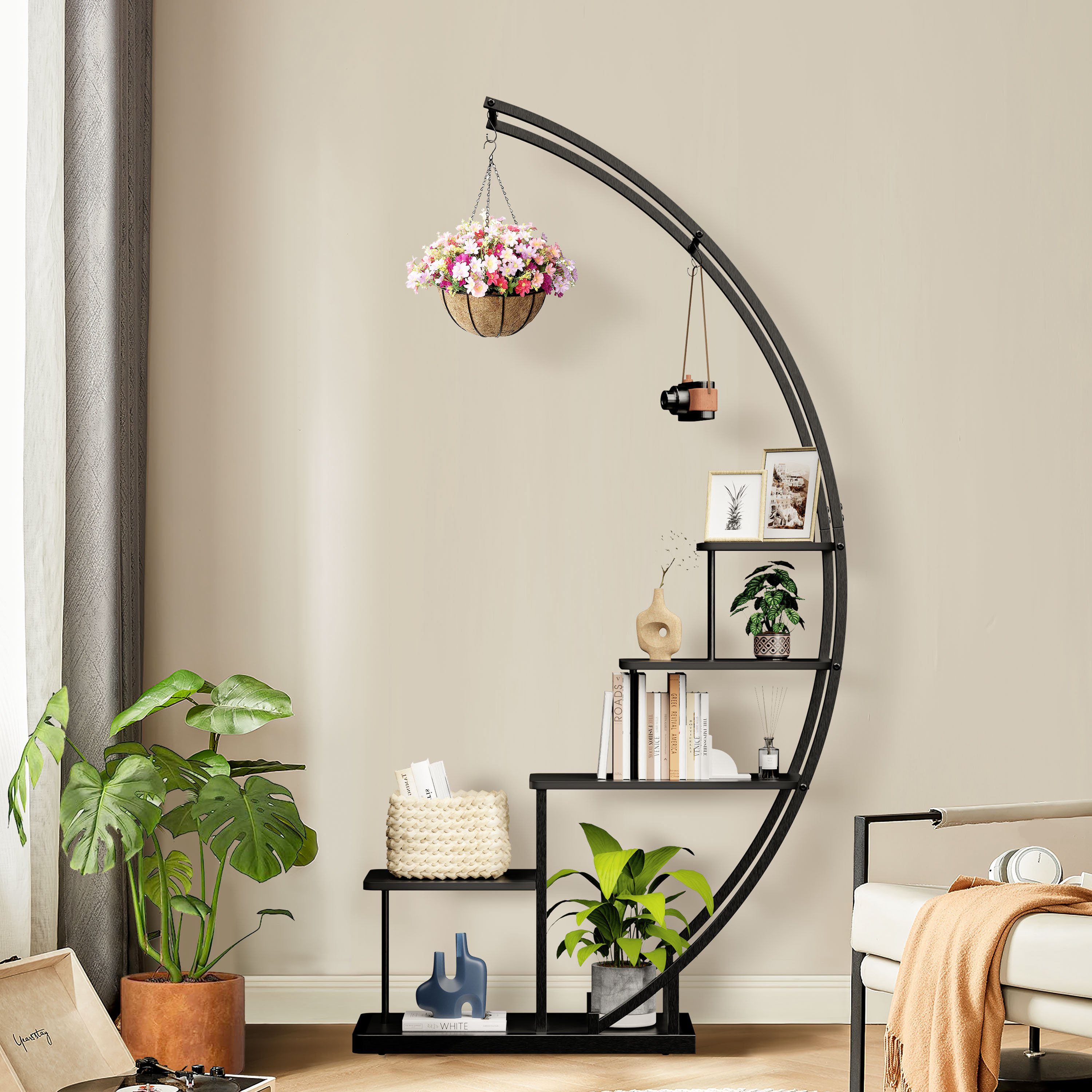 Ribelli Pflanzentreppe Pflanzenständer, schwarz / schwarz (1 St), Blumenständer