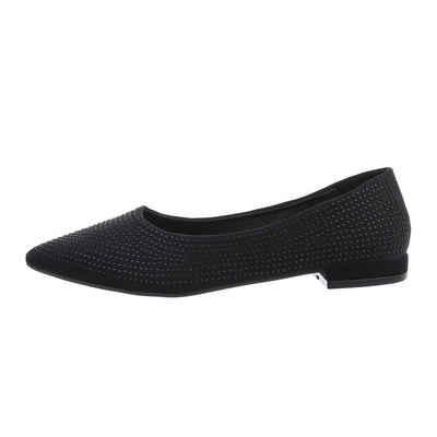 Ital-Design Damen Schlupfschuhe Elegant Ballerina Blockabsatz Klassische Ballerinas in Schwarz