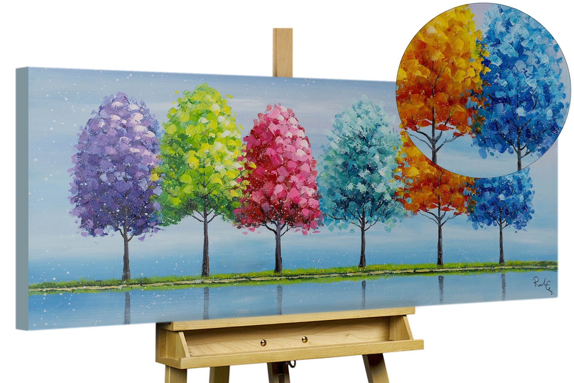 KUNSTLOFT Gemälde Rainy Season 120x60 cm, Leinwandbild 100% HANDGEMALT Wandbild Wohnzimmer