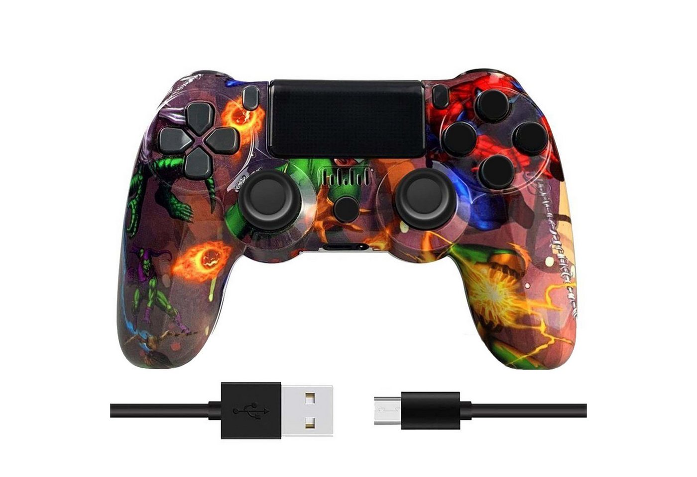 KINSI PS4 Controller Wireless, Gaming Gamepad mit Dual Vibration, Farbdesign PlayStation 4-Controller (Doppelte Vibration, wiederaufladbare Batterie)