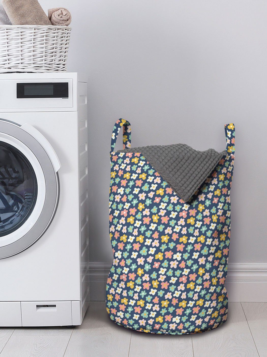 Abakuhaus Wäschesäckchen Wäschekorb mit Minimal für Blumen Pastel Kordelzugverschluss Waschsalons, Daisy Griffen Jumble