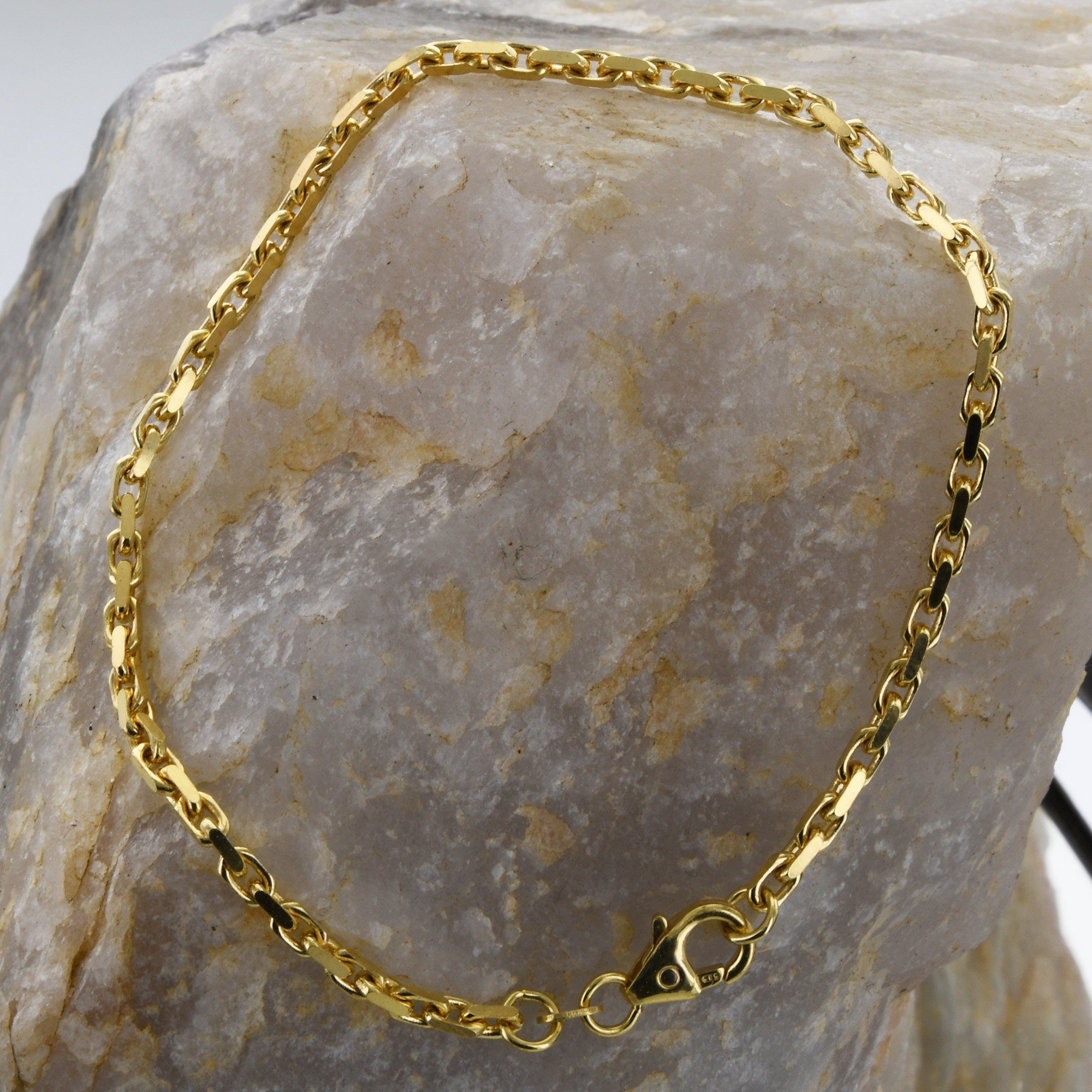 HOPLO Goldarmband Ankerkette diamantiert Länge 18,5cm - Breite 2,0mm - 333-8 Karat Gold, Made in Germany