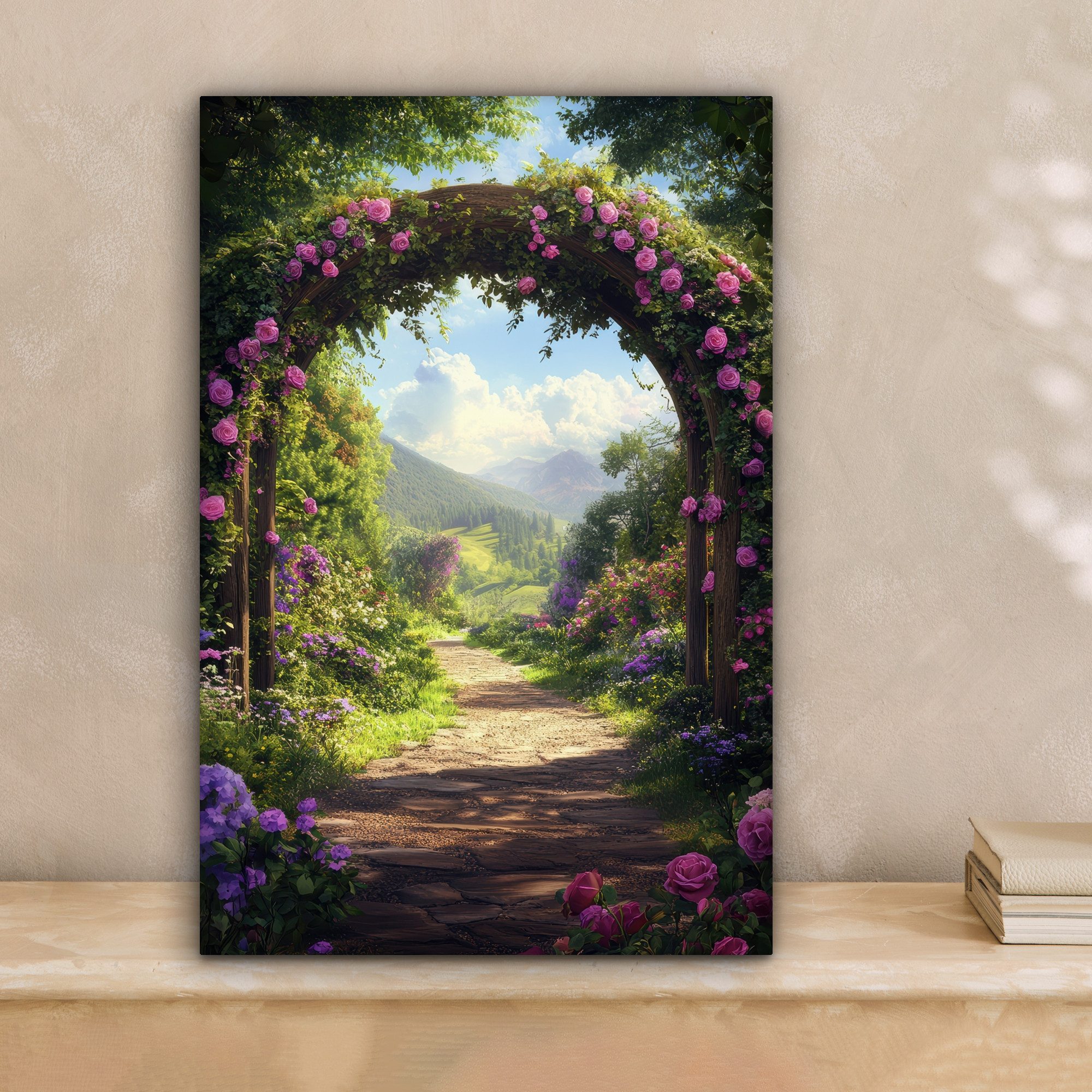 OneMillionCanvasses® Leinwandbild Durchblick - Rosenbogen - günstig online kaufen