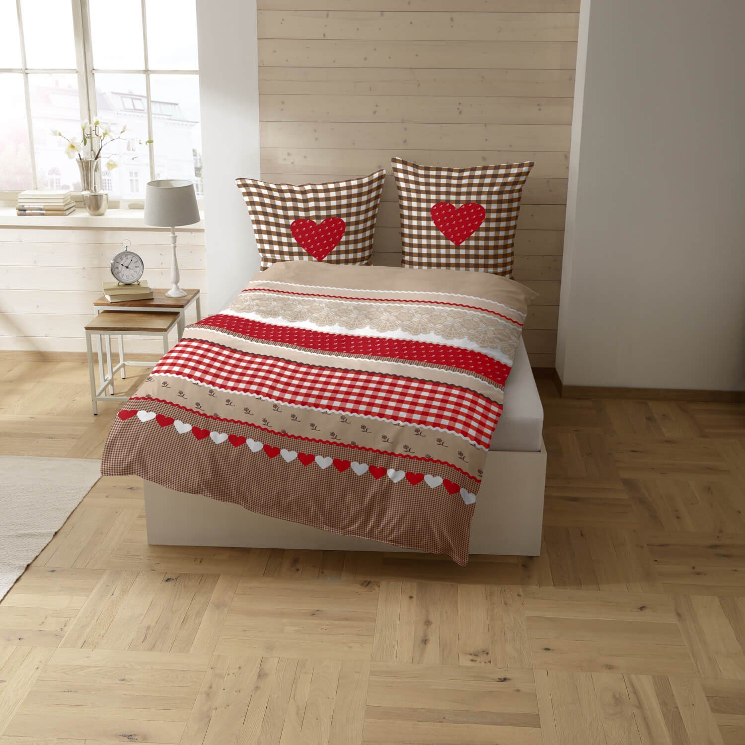 CASATEX Bettwäsche Landhaus, Renforcé, 2 teilig, Alm, Hütte, Girlande, Romantik – Bild 5 von 5