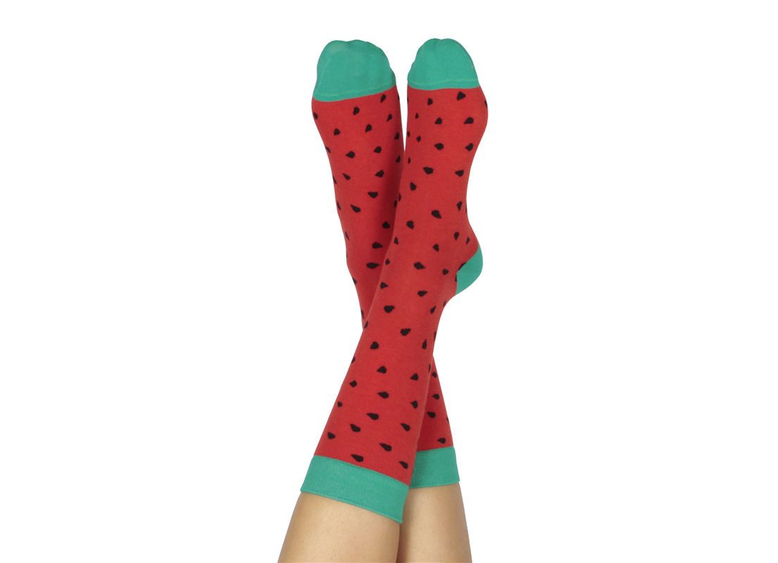 DOIY Socken Watermelon (Box, 1-Paar, Strümpfe geformt als ein Stück Melone) Fun Geschenkidee