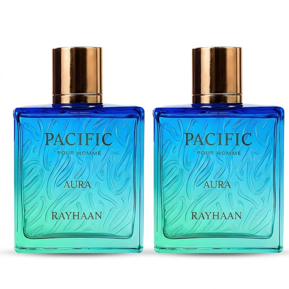 Rayhaan Eau de Parfum Rayhaan Pacific Aura Eau de Parfum 2er Set, 1-tlg., Praktisches 2er Set für langanhaltenden Duftvorrat
