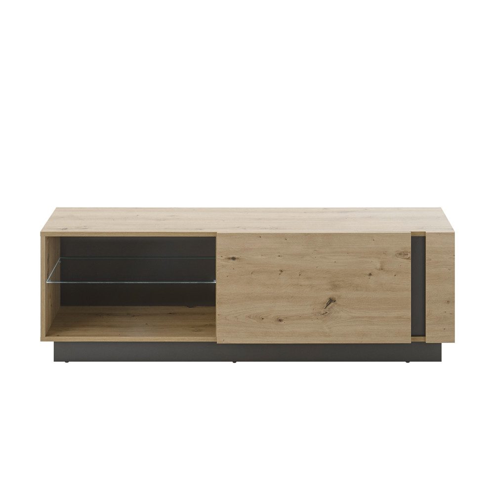 Lomadox Lowboard CARDIFF-61, TV in Eiche Artisan Nb. mit Absetzungen in Graphit grau : 138/46/40 cm