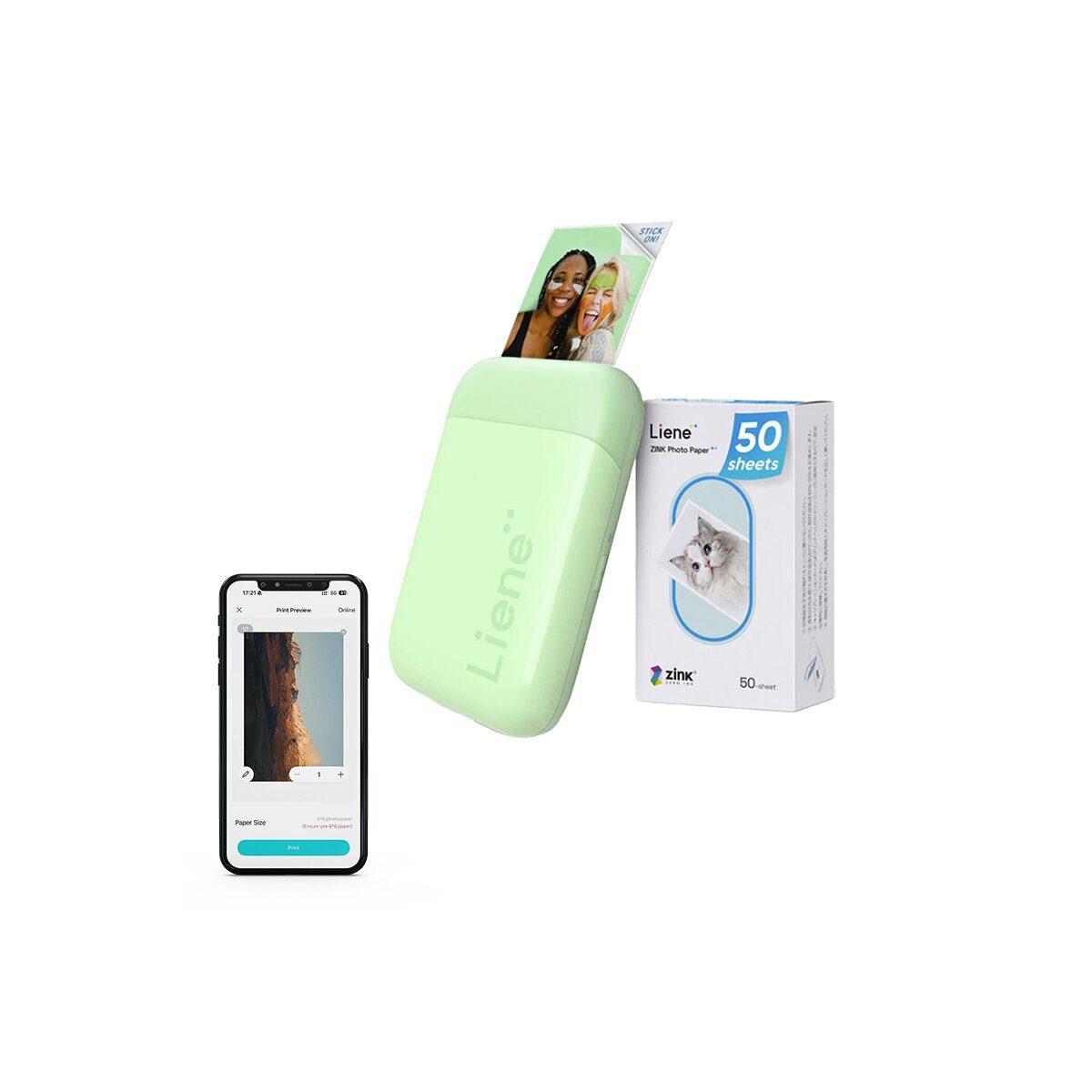 Liene Liene Pearl 2x3 Fotodrucker tragbar Bluetooth Mini Fotodrucker