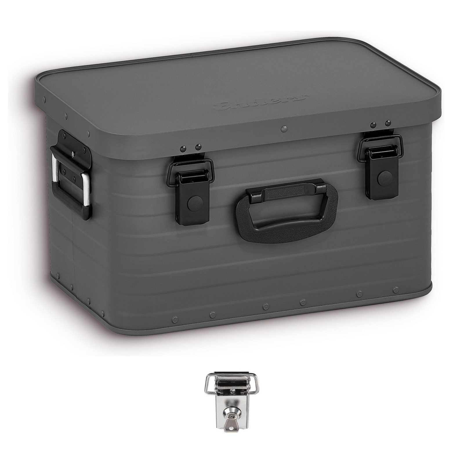 Enders® Aufbewahrungsbox Alukiste S 29 Liter Grau mit Schloss, Alukiste Transportbox Lagerbox Alukoffer Metallkiste Alubox