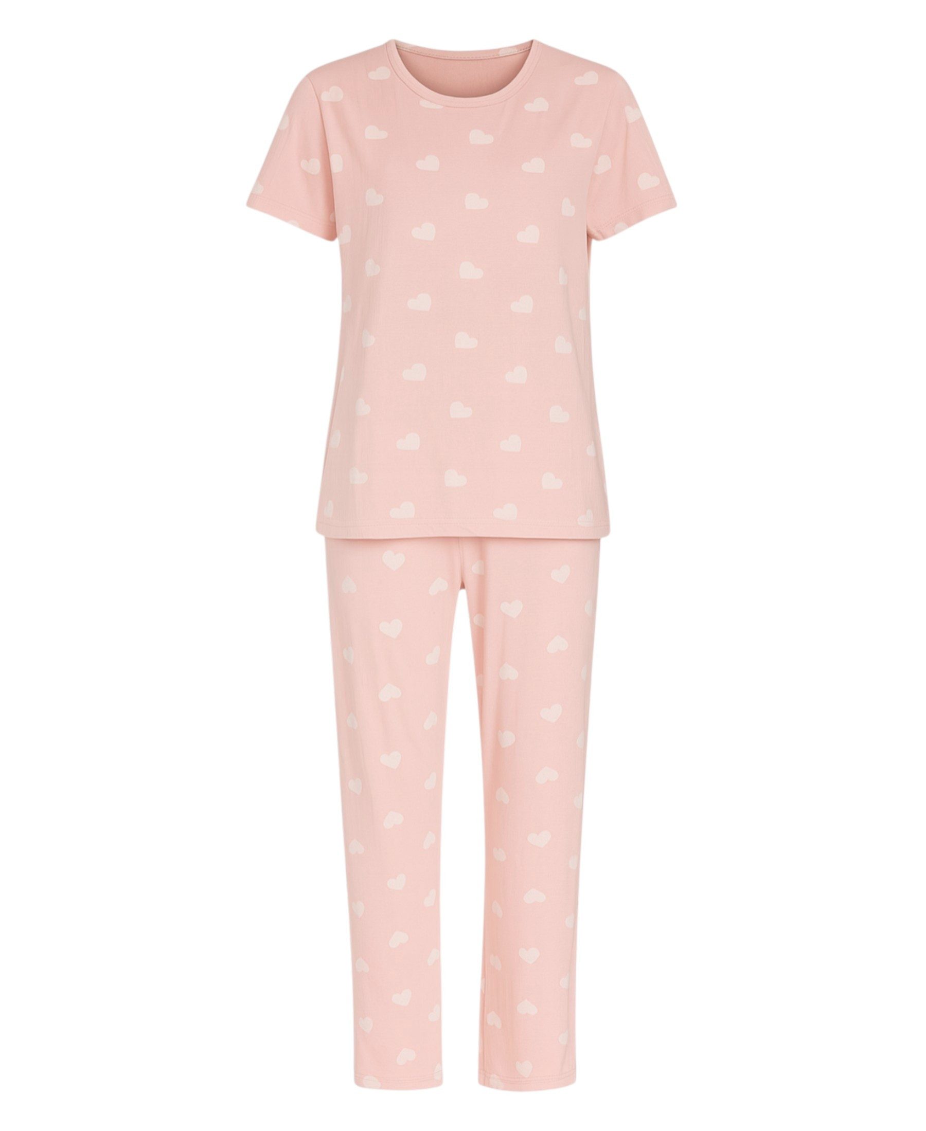 fashionshowcase Pyjama Damen Zweiteiler mit Herzmuster – Kurzarmshirt & Hos günstig online kaufen
