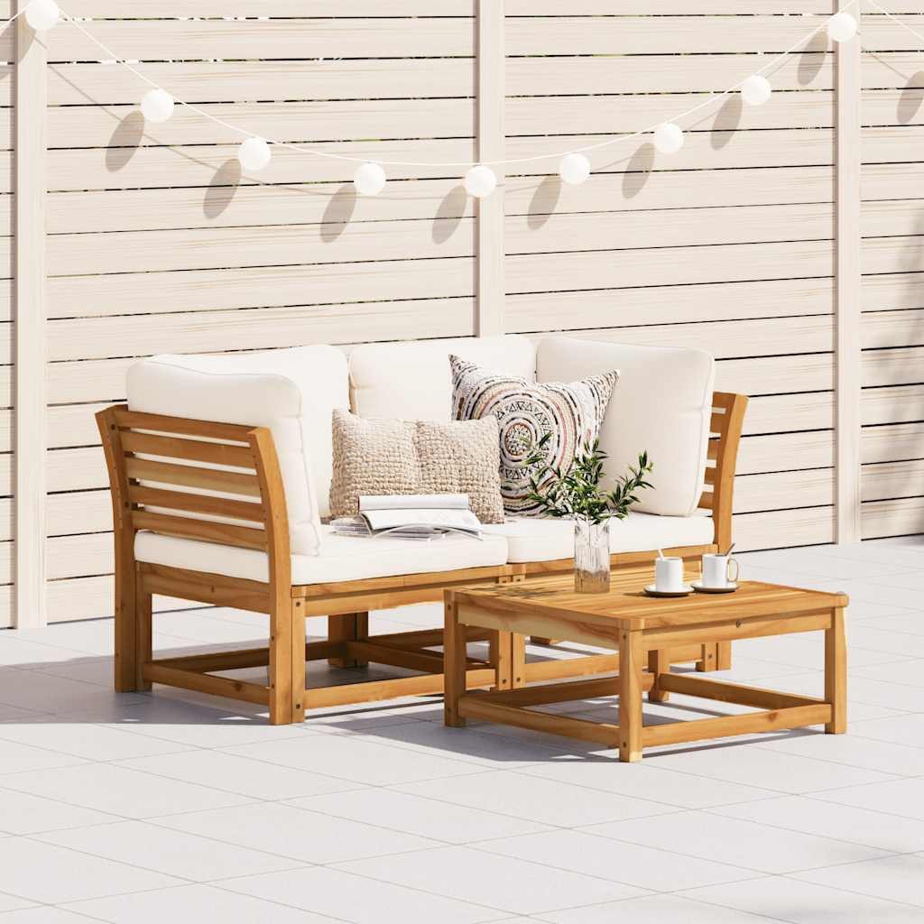 vidaXL Sofaelement Gartensofa mit Kissen 2-Sitzer Massivholz (1 St)