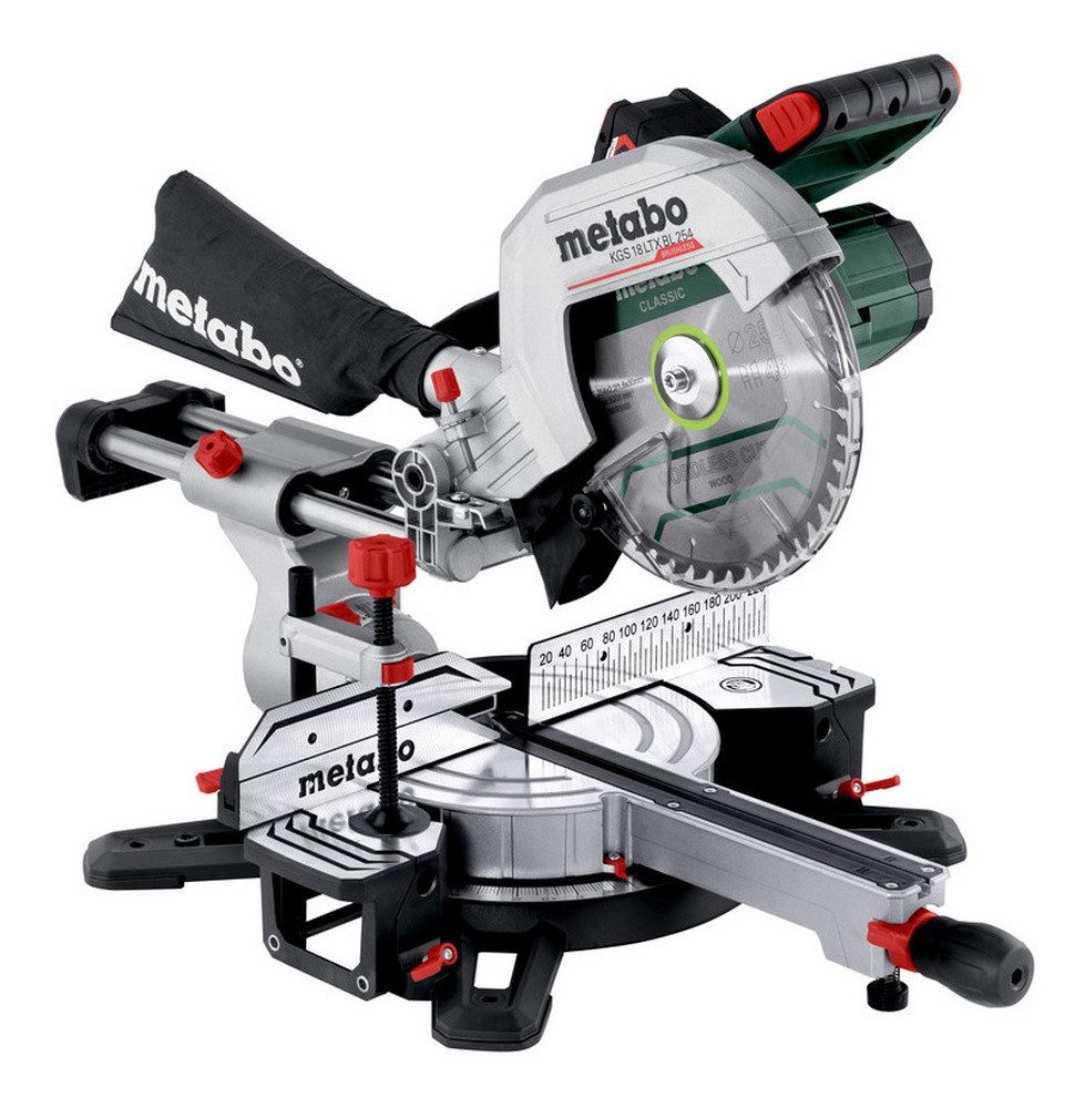 metabo Akku-Kapp-Gehrungssäge KGS 18 LTX BL 254, Kappsäge 2 x 5,2 Ah Li-Ion im Karton