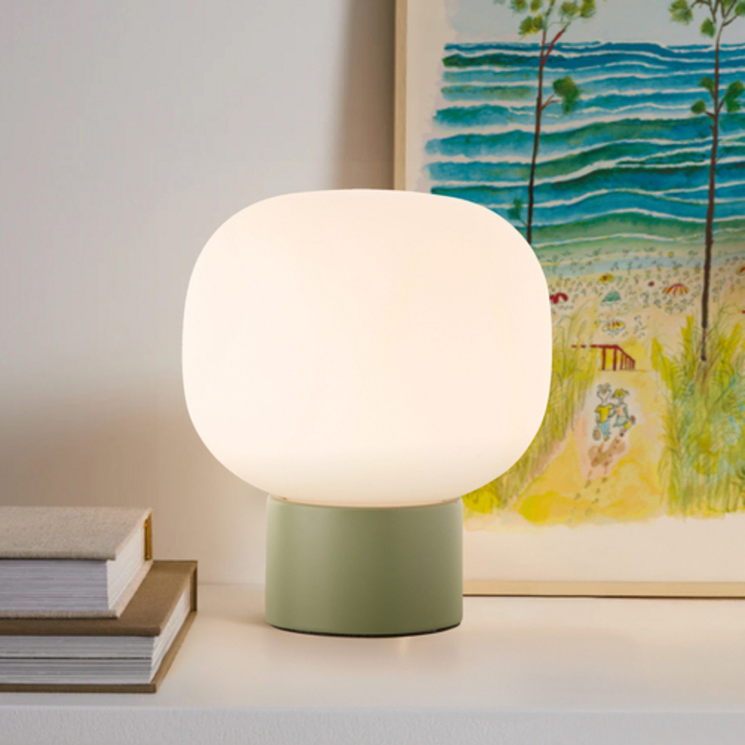 Lightbox Tischleuchte, ohne Leuchtmittel, Tischleuchte mit weißem Glasschir günstig online kaufen