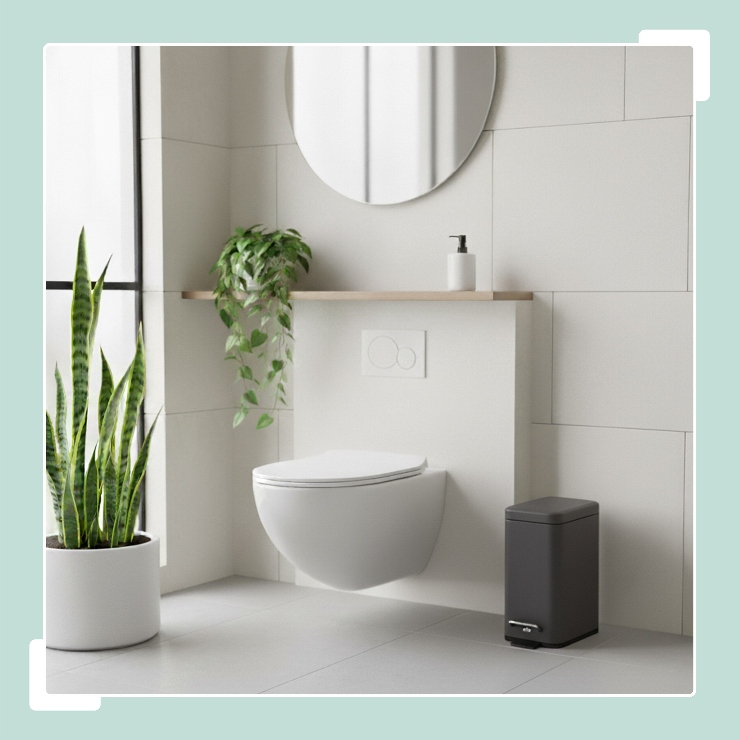relaxdays Kosmetikeimer Bad Mülleimer 5 l Softclose, Dunkelgrau