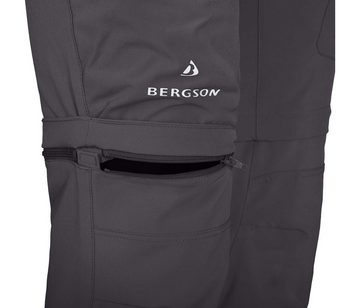 Bergson Zip-off-Hose FROSLEV Bermuda Zipp-Off Herren Wanderhose, recycelt, elastisch, 7 Taschen, Langgrößen, grau