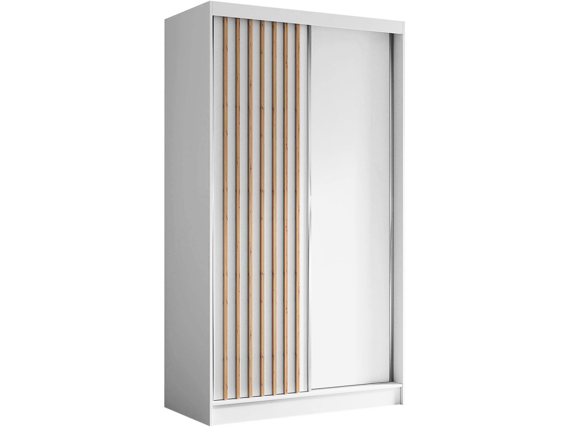 Beautysofa Kleiderschrank Moderner stilvoller eleganter Kleiderschrank mit Schiebetür HELIOS (Moderner Schwebetürenschrank mit Lamellen, Kleiderschrank) In verschiedenen Breiten erhältlich