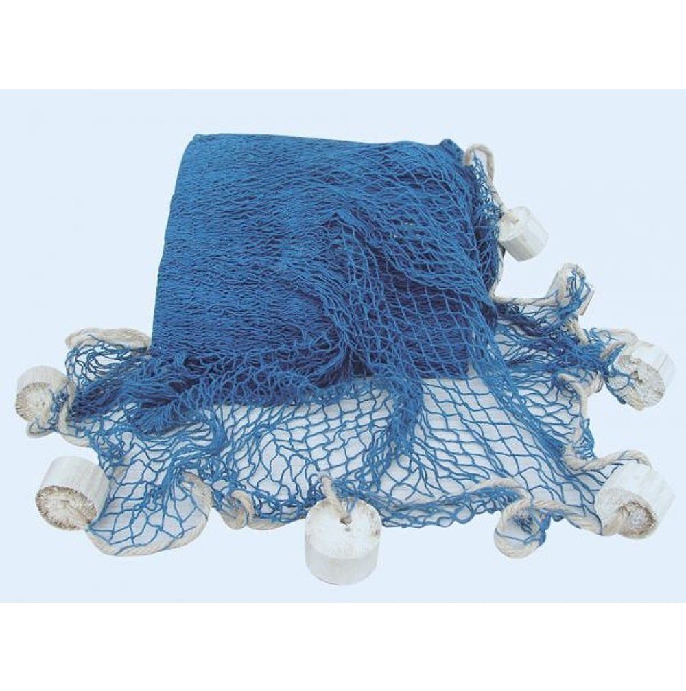 Dekoobjekt Fischernetz mit Schwimmern, Deko Fischnetz Baumwolle Blau