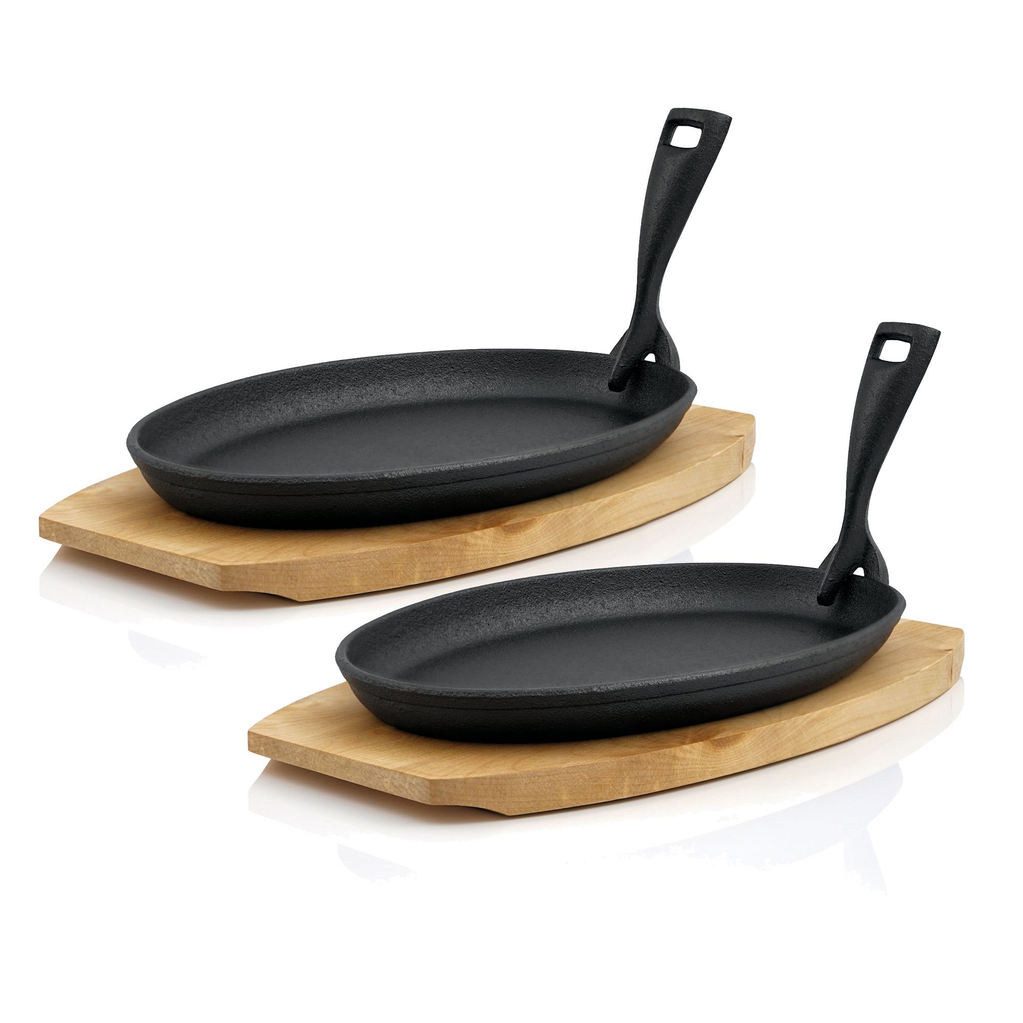 BBQ-Toro Servierpfanne 2er Gusseisen Servierpfännchen-Set, 27 x 18 cm, blank, Gusseisen