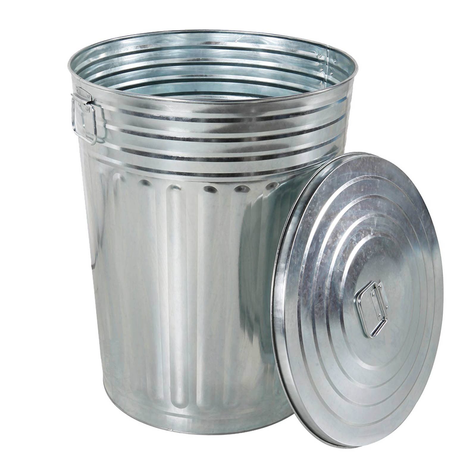 HAC24 Mülleimer Zink Abfalleimer Silber Garten Tonne Mülltonne Zinktonne Abfalltonne, mit Deckel 58 Liter und Tragegriffe
