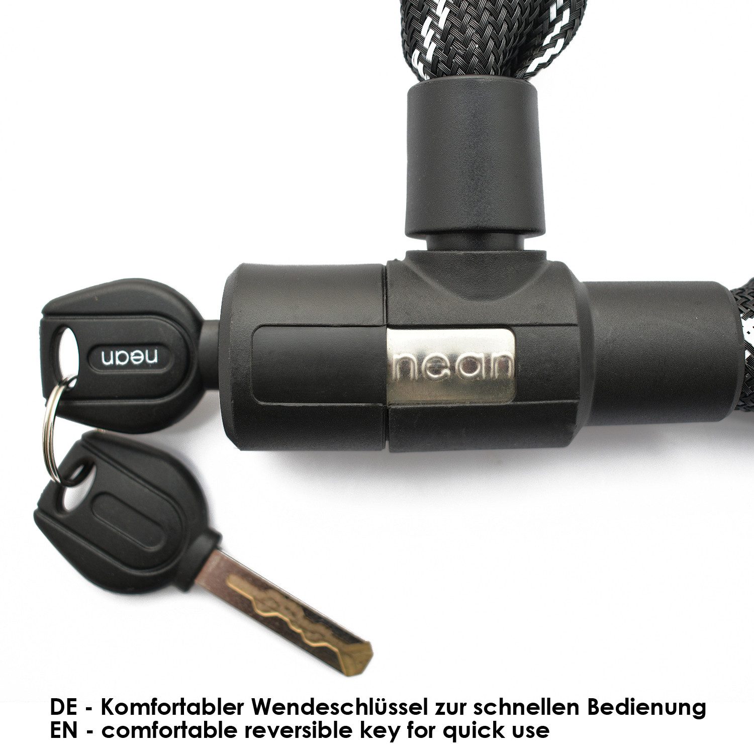 nean Kettenschloss mit Vierkant-Kettenglieder und Gewebeummantelung 6x6x900mm, gehärtete Vierkant-Kette, extrem robuste Hülle, hohe Sicherheit, 90 cm – Bild 2 von 5
