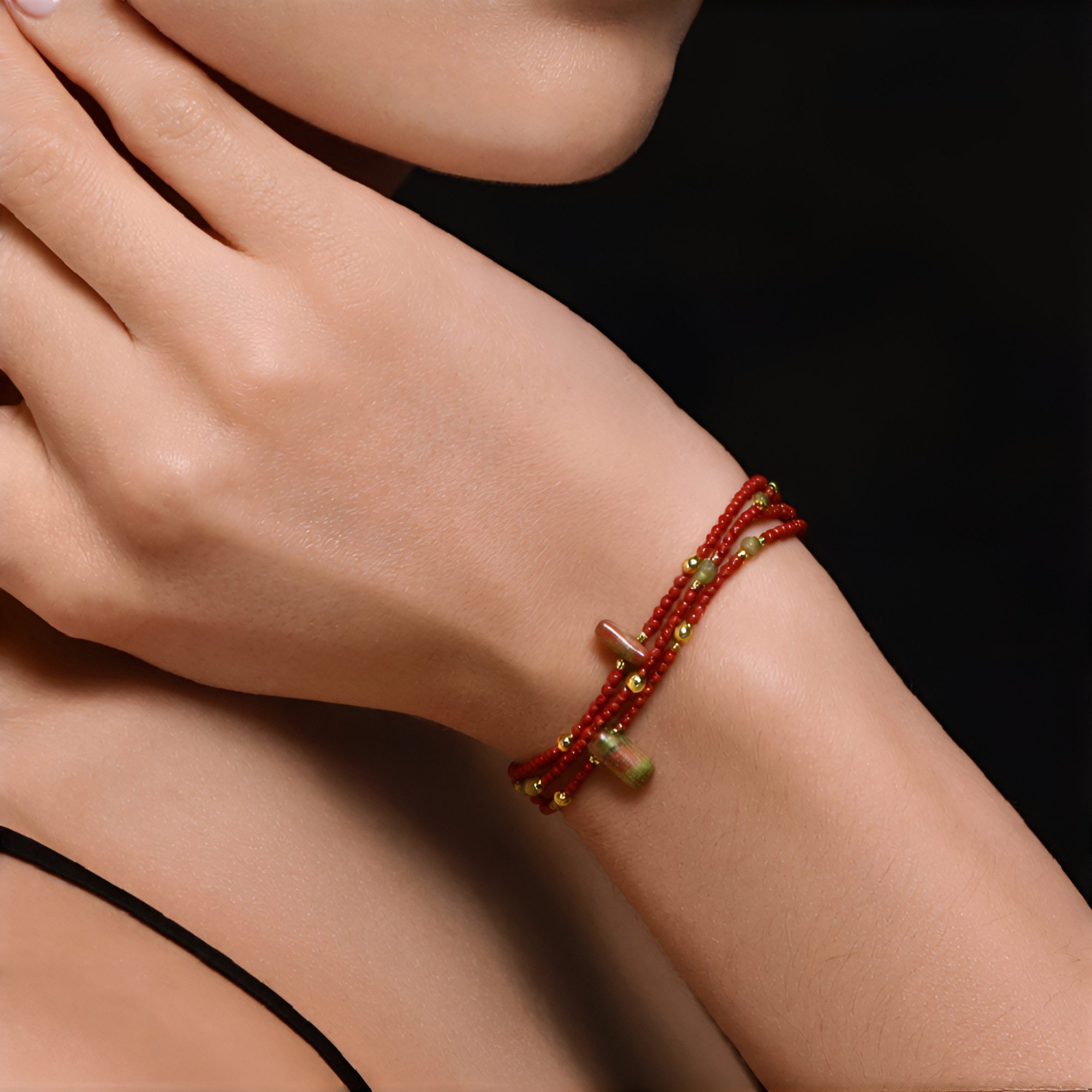 Cavill Silberarmband Unikat-Armband, 49,85 ct Unakit & roter Jaspis, 925er günstig online kaufen