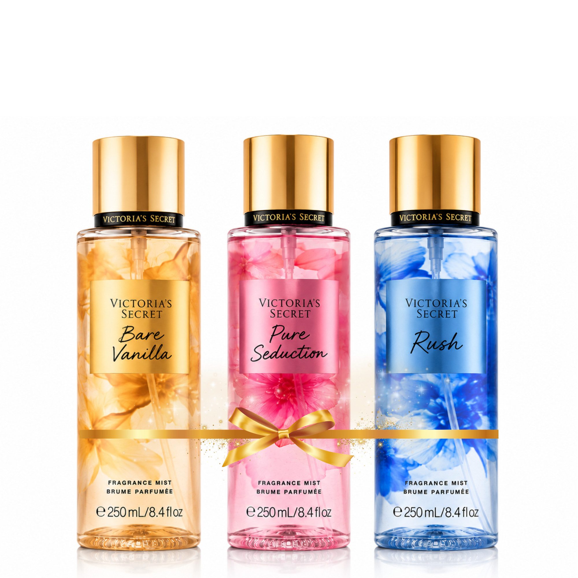 Victorias Secret Duft-Set Bestseller Set 3x250 ml, 2026 Bestseller Collection mit Bare Vanilla, Pure Seduction und Rush