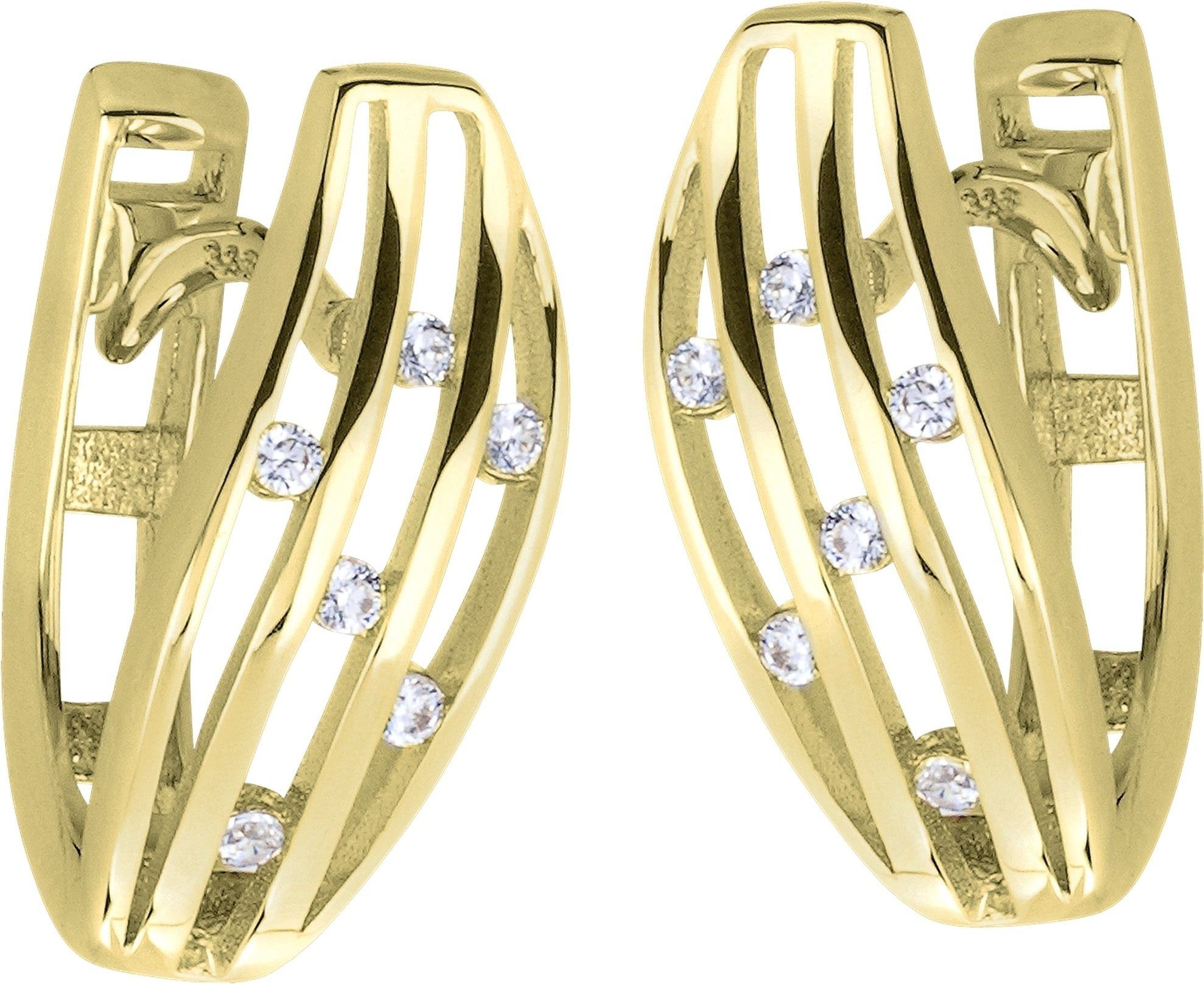 GoldDream Paar Creolen GoldDream Gold Stripes Ohrringe Zirkonia (Creolen), Damen Creolen Stripes aus 333 Gelbgold - 8 Karat, Farbe: gold