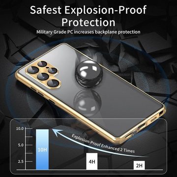 Wigento Handyhülle Für Samsung Galaxy S24 Full Cover Magnet / Glas Privacy Hülle Tasche