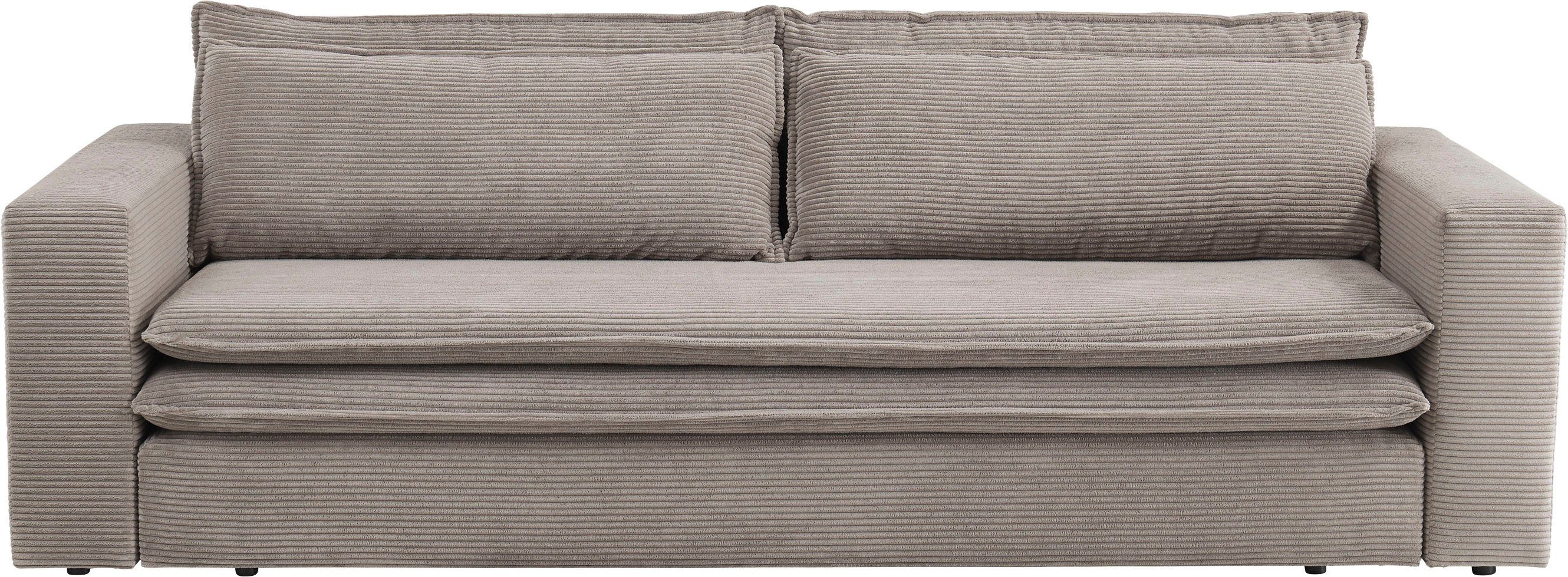 Set PIAGGE, of Bettfunktion 3-Sitzer-Sofa mit (2-tlg), im und Sitzgruppe Hellbraun Places Loveseat-Hocker Style