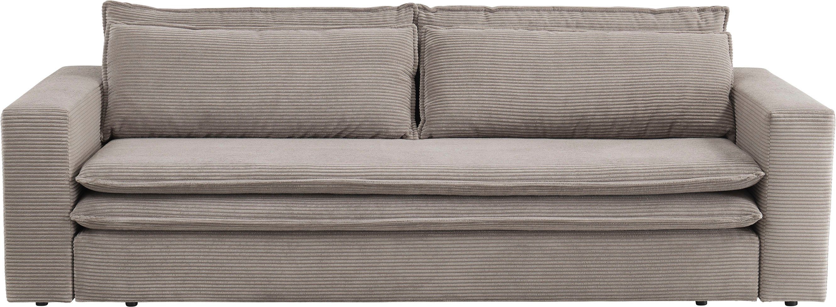 Home affaire Sitzgruppe PIAGGE, (2-tlg), 3-Sitzer-Sofa mit Bettfunktion und Loveseat-Hocker im Set