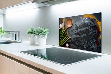 MuchoWow Küchenrückwand Gewürze - Schöpfkelle - Küche, (1-tlg), 60x40 cm, Herdblende aus Wandschutz, Temperaturbeständig küchen