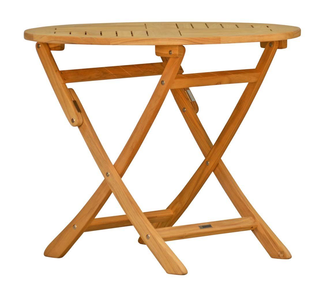Kai Wiechmann Klapptisch Teak Gartentisch klappbar rund als wetterfester Holztisch aus Teak, klappbarer und unbehandelter Teakholztisch