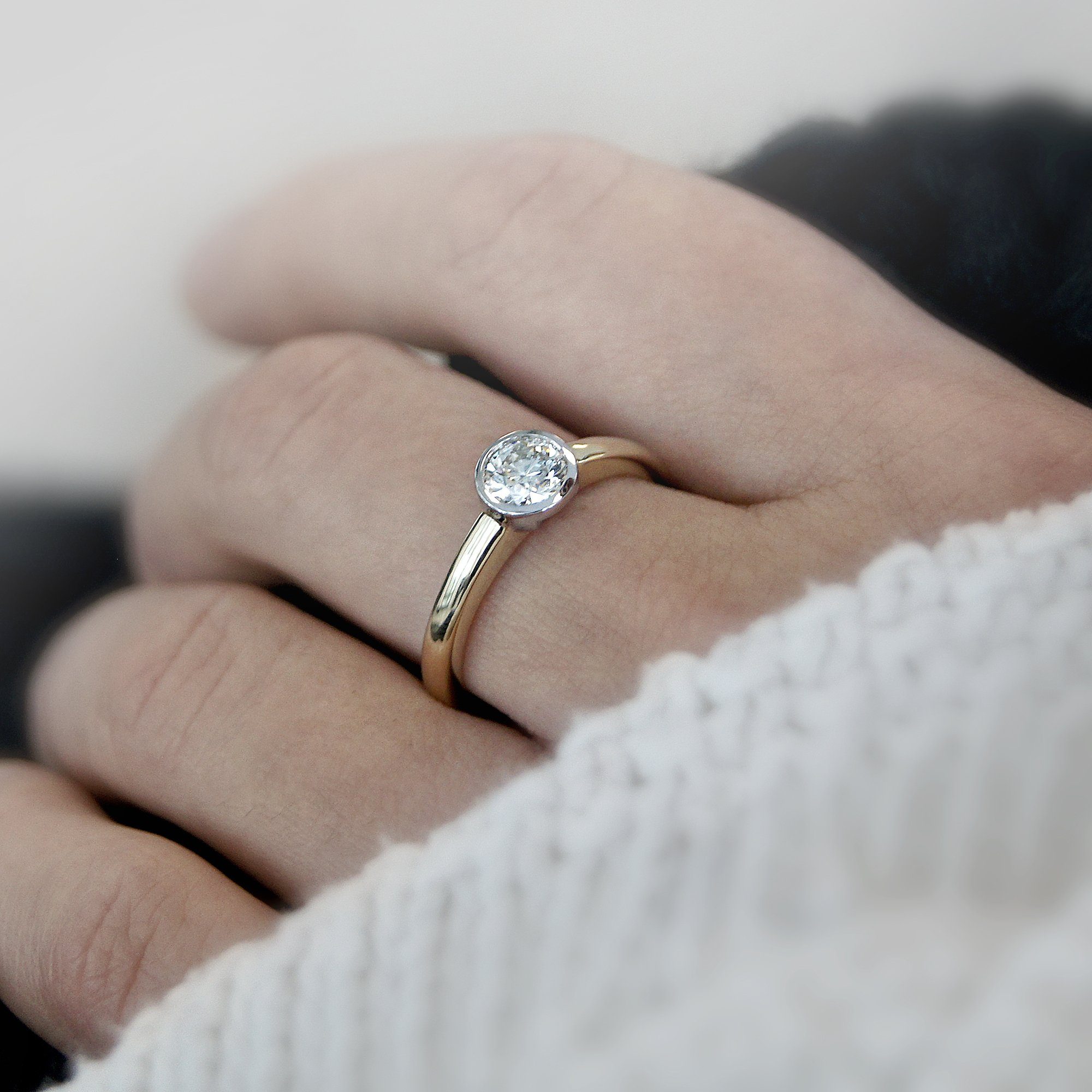 585 0.15 Brillant Schmuck ONE Zarge Gold Ring Diamantring Diamant ELEMENT Gelbgold, aus ct Damen Zarge