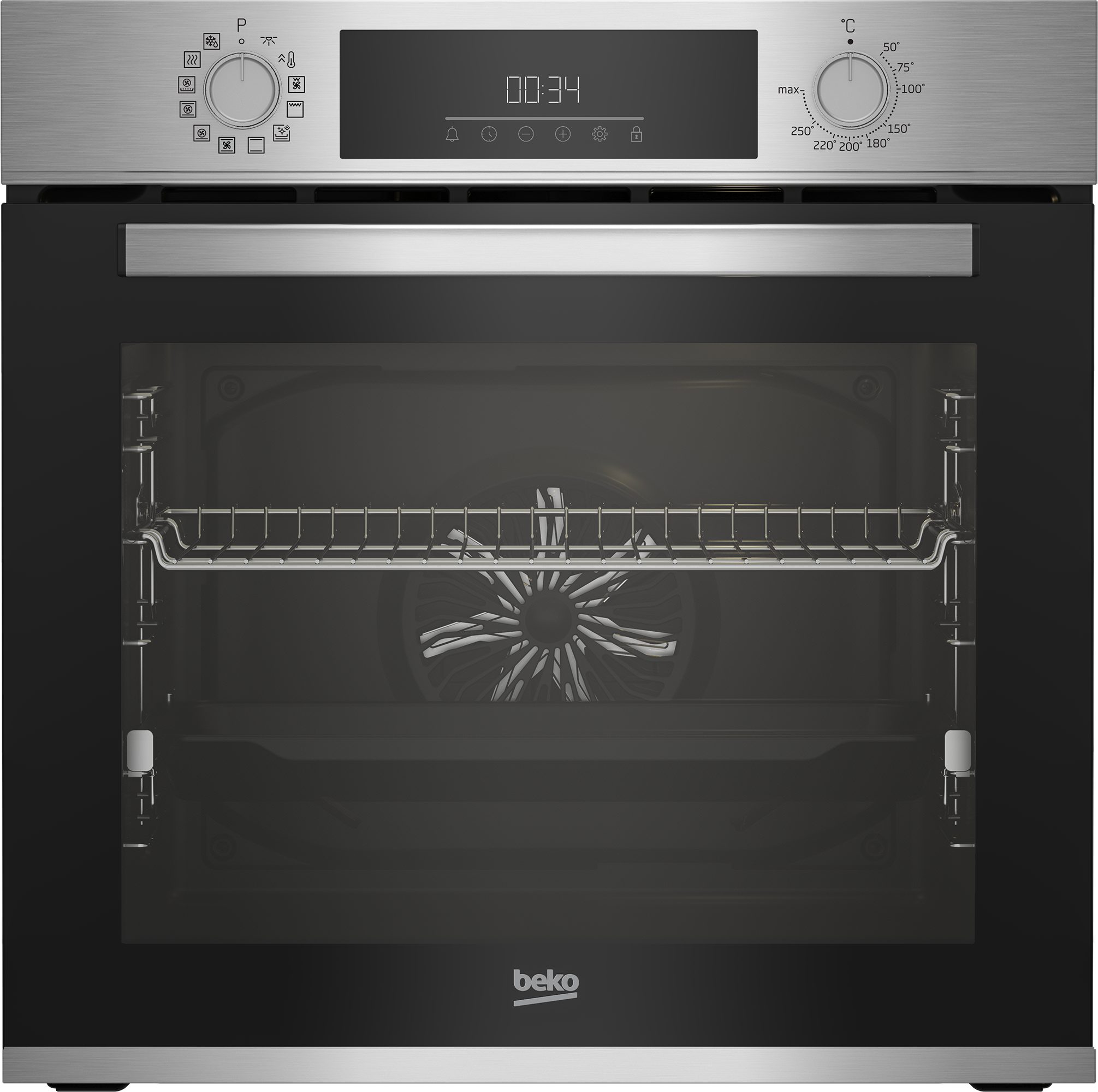 BEKO Einbaubackofen BBIM17300X, mit 1-fach-Teleskopauszug, Hydrolyse, AirFry – Knusprige Gerichte einfach direkt im Backofen