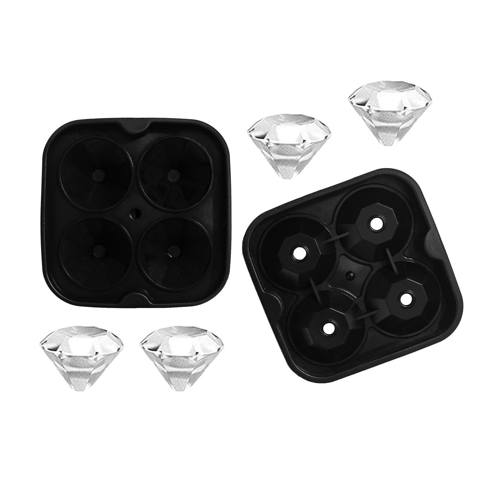 Silikon Eiswürfelbehälter (Set 4-tlg), Silikonform Eiswürfel, Eiswürfelbereiter Diamant Trichter mit Eiswürfelform HAC24