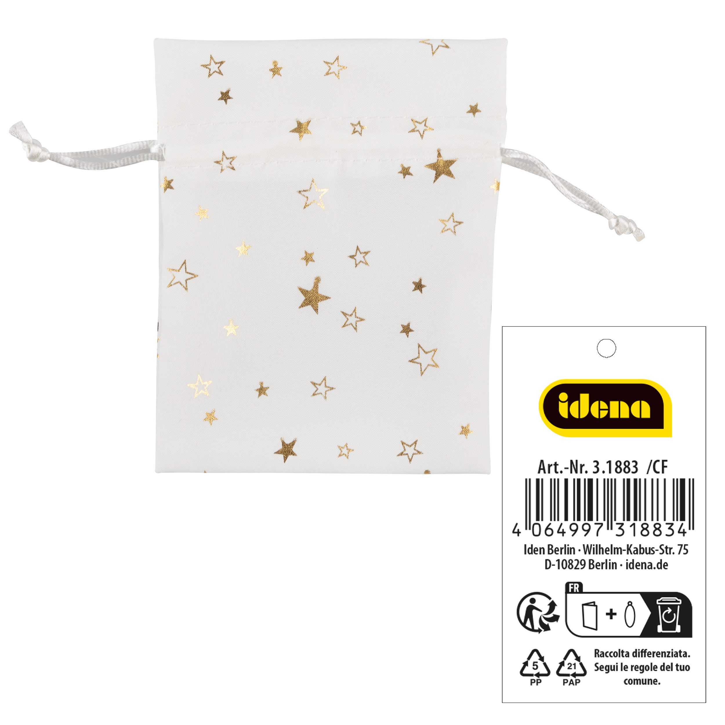 Idena Tragetasche Idena Stoffsäckchen Weihnachten weiß/Stern 10x13cm günstig online kaufen