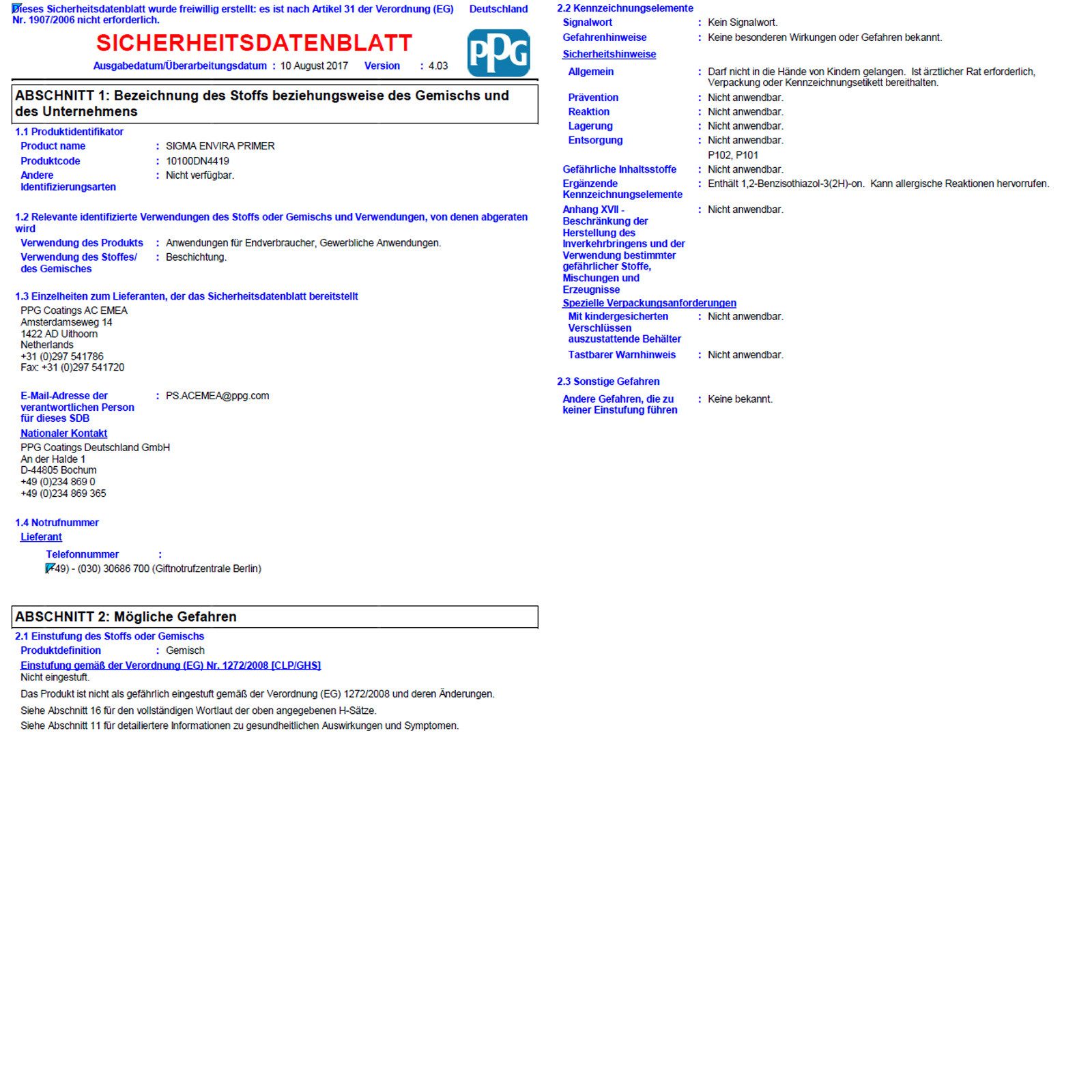 SIGMA Coatings Universalgrundierung Envira Primer 1 LTR