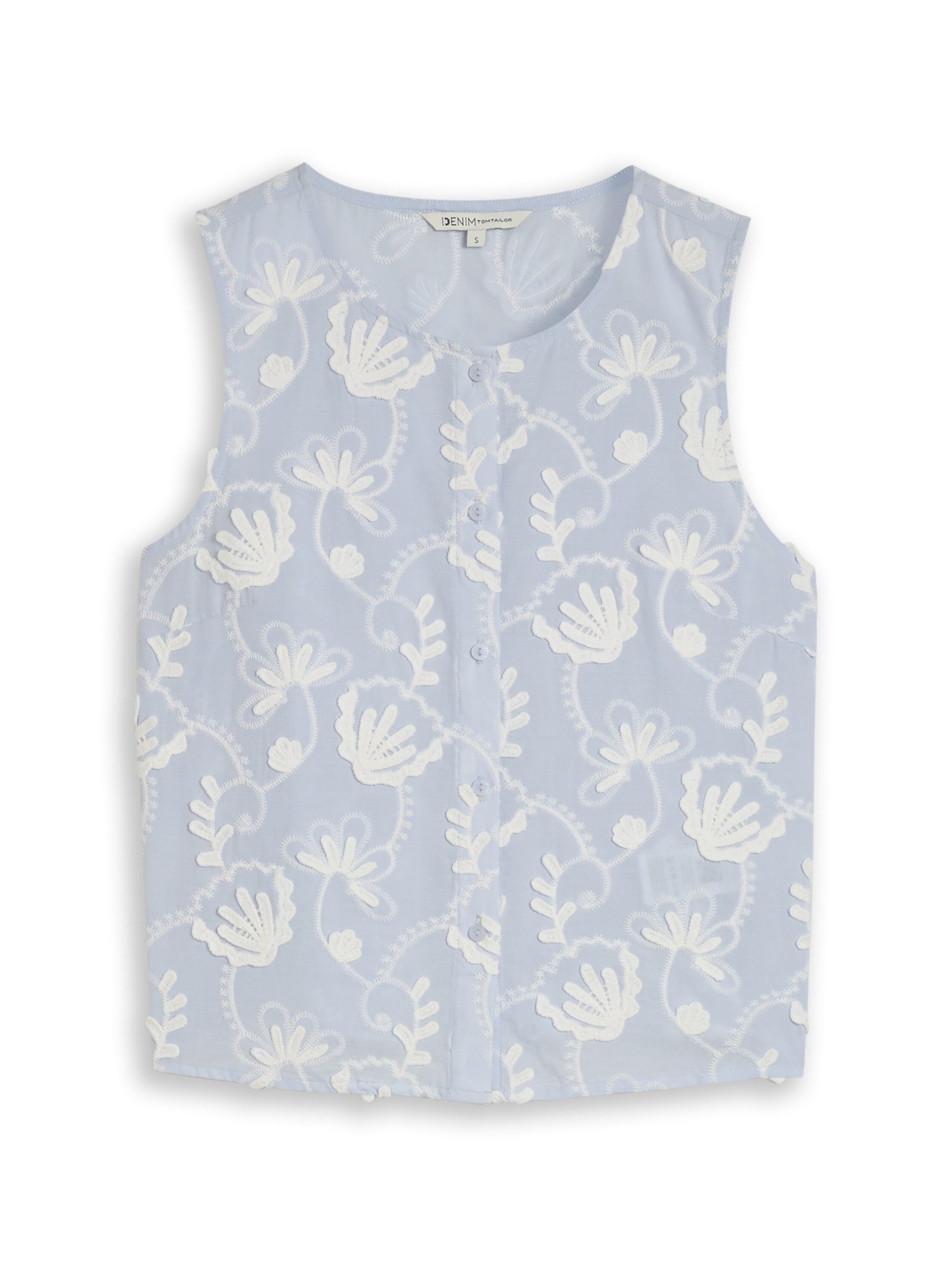 TOM TAILOR Denim Blusentop embroidered top with button pl