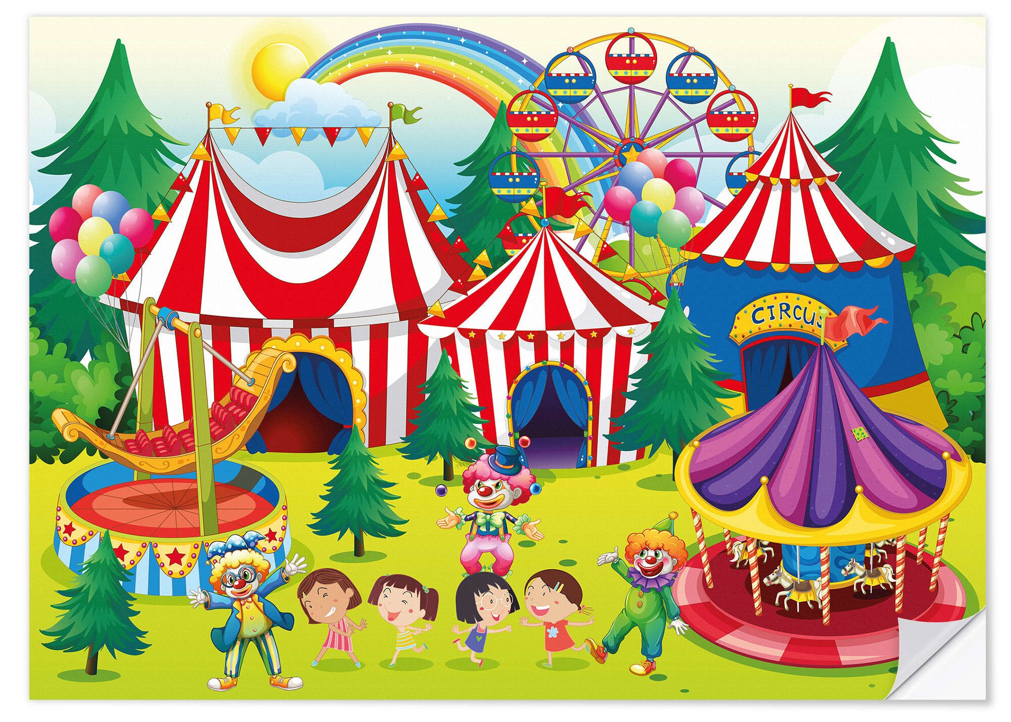 Posterlounge Wandfolie Kidz Collection, Bunter Zirkus, Kinderzimmer Kindermotive