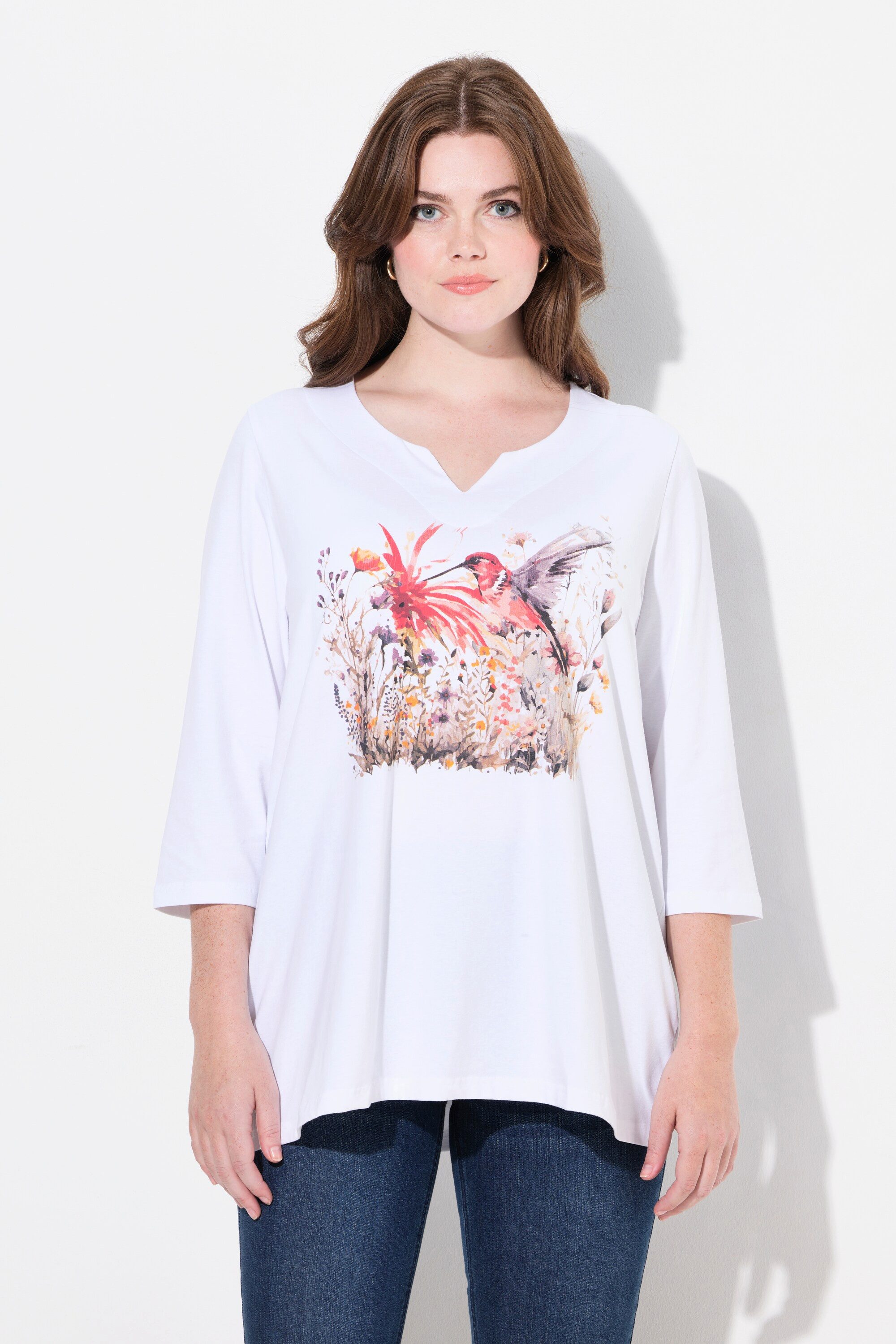 Ulla Popken T-Shirt Shirt Blüten A-Linie günstig online kaufen