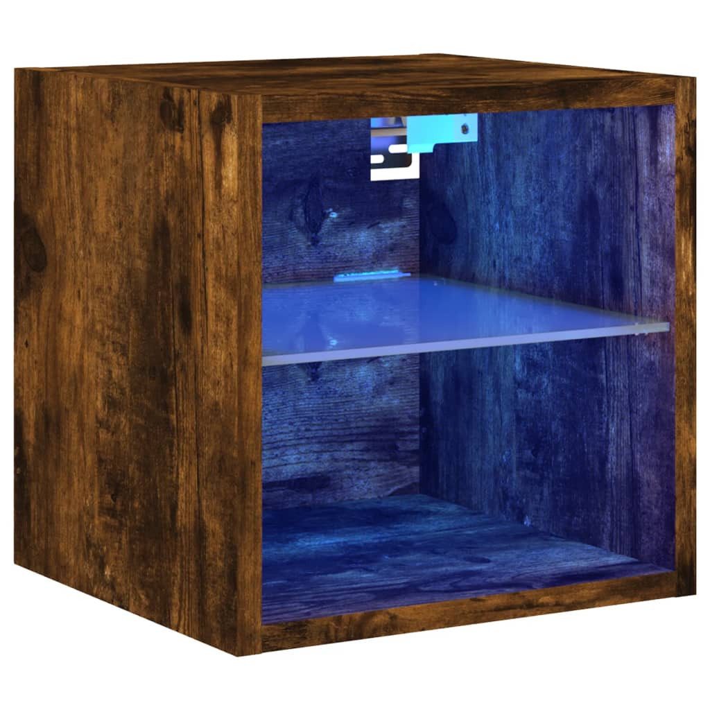 vidaXL TV-Wand TV-Wandschrank mit LED-Leuchten Räuchereiche günstig online kaufen