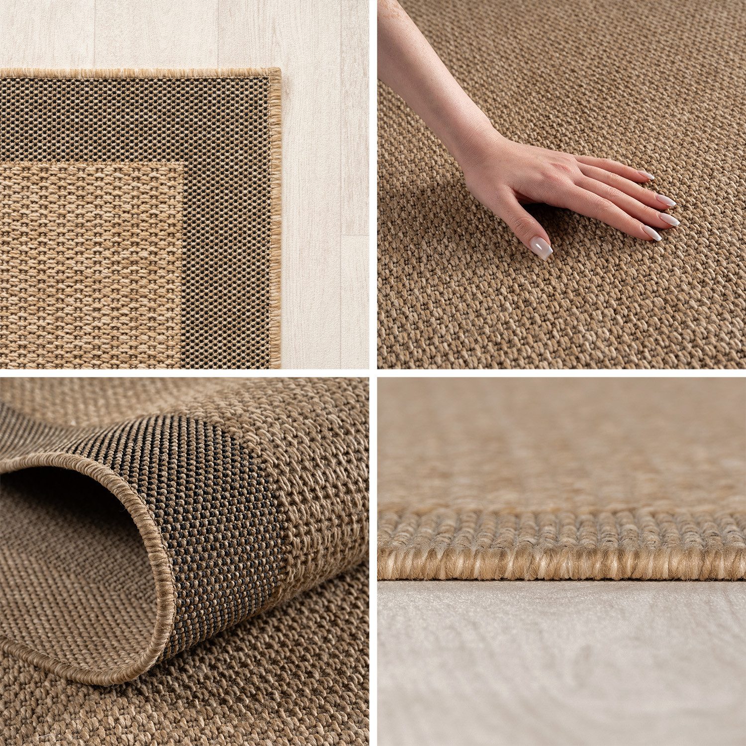 Teppium Teppich Natürlicher Jute-Optik Outdoor-Stil, Rechteckig, Höhe: 5 mm, Indoor Outdoor Teppich Wetterfest 3D Optik Wohnzimmer Küchen Terrasse